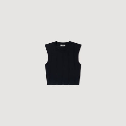 Noe Cropped ribbed knit top Black