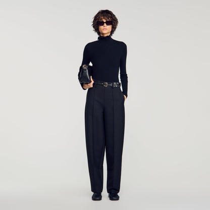 Lana Ruffled roll-neck wool jumper Black