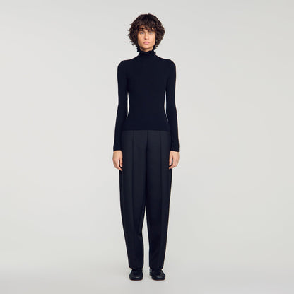 Lana Ruffled roll-neck wool jumper Black