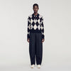 Zefira Argyle Polo Jumper Black / Ecru