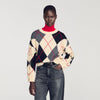 Gracie Argyle Polo Jumper Ecru / Black