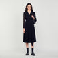 House Dual-Material Long-Sleeved Dress Black