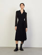 Dual-Material Long-Sleeved Dress