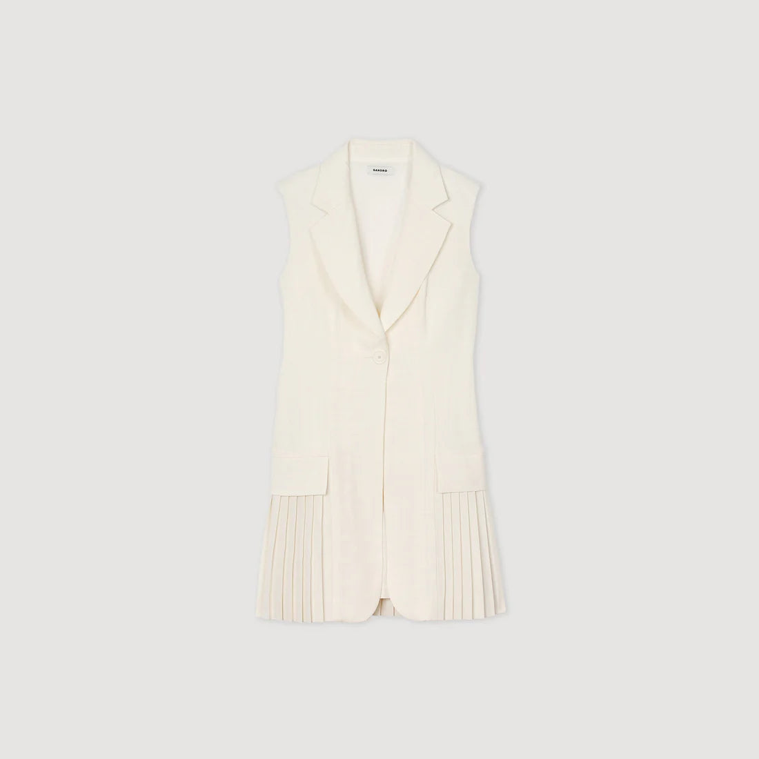 Carine Short Pleated Suit Dress Ecru