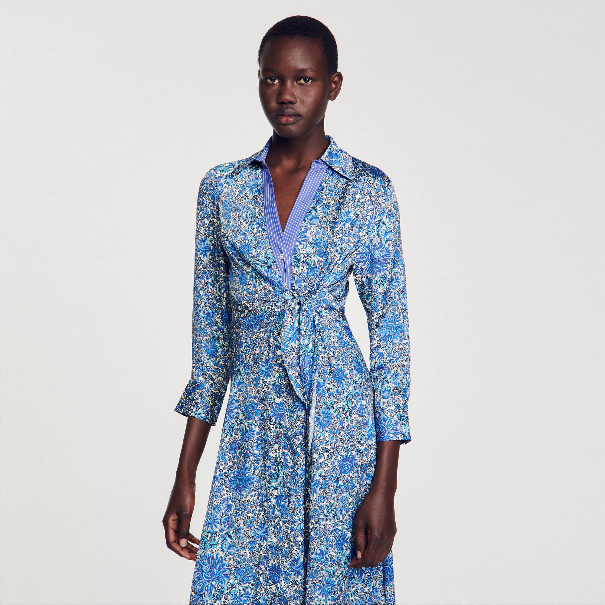 Shop Floral print midi shirt dress for Woman – Sandro KSA