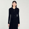 Velvet-Effect Knit Maxi Dress Black