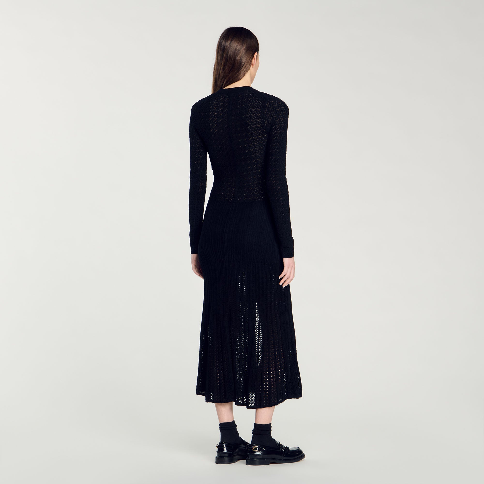 Velvet-Effect Knit Maxi Dress Black