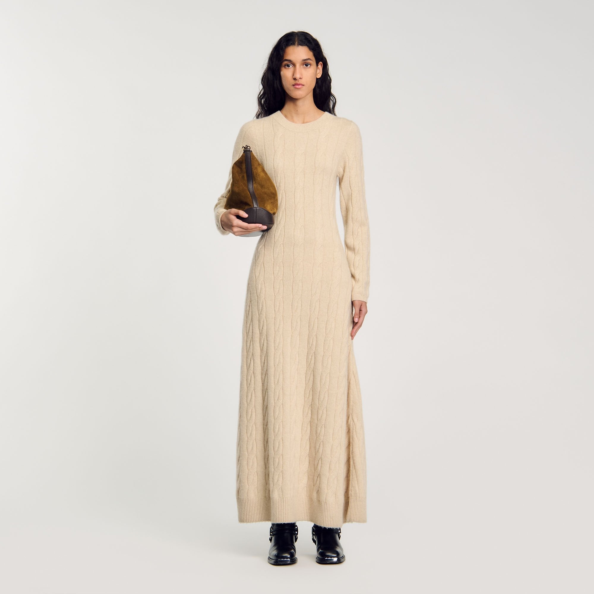 Cable knit maxi dress Sandro_Beige