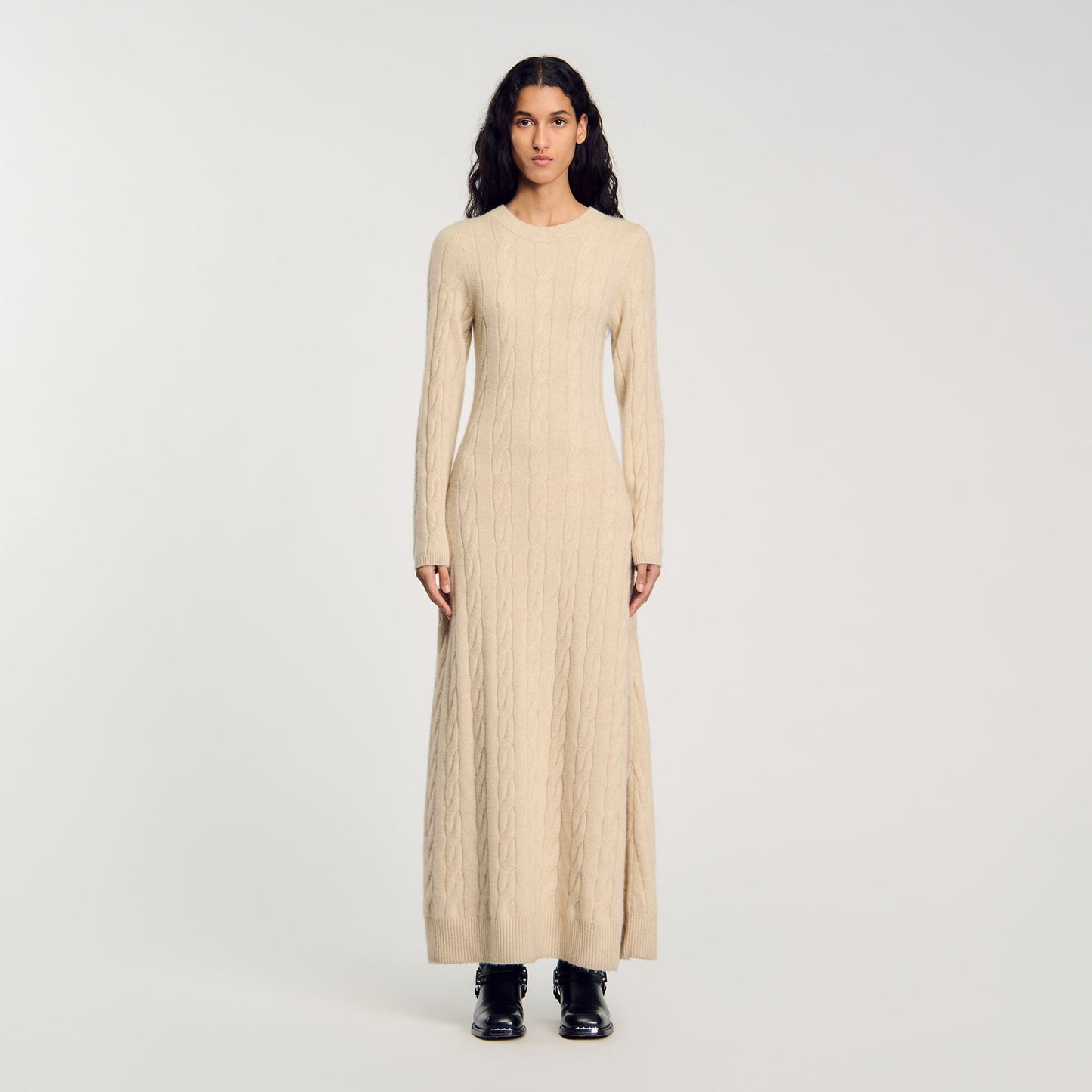 Cable Knit Maxi Dress Beige