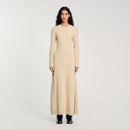 Cable knit maxi dress Sandro_Beige