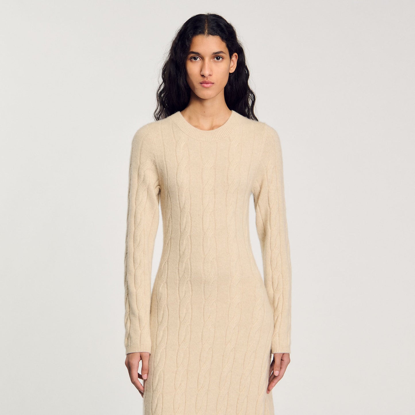 Cable Knit Maxi Dress Beige