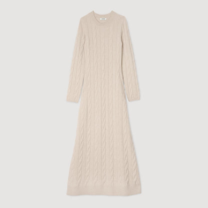 Cable Knit Maxi Dress Beige