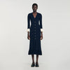 Nara Two-Tone Knit Maxi Dress Navy Blue