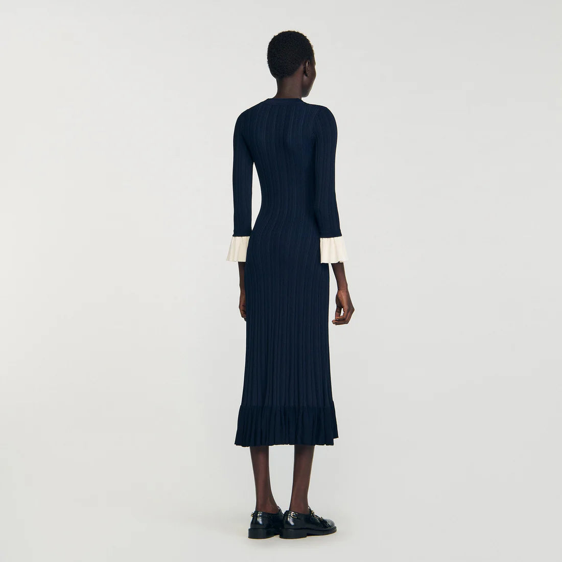 Nara Two-Tone Knit Maxi Dress Navy Blue Nara Two-Tone Knit Maxi Dress Navy Blue