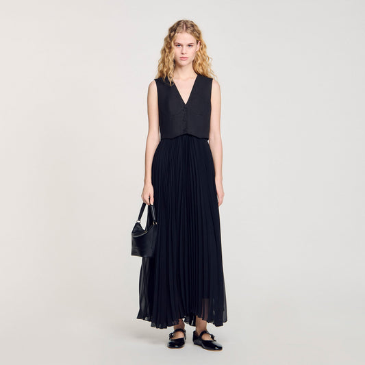 Pleated Maxi Dress Black