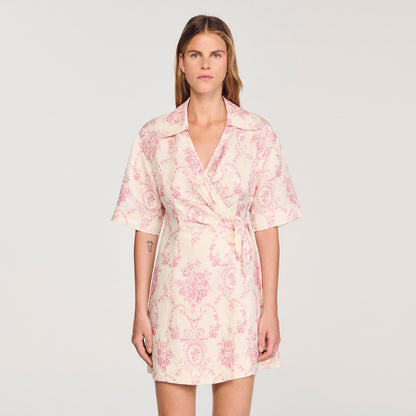 Melbourne Floral Print Short Dress Pink / Ecru