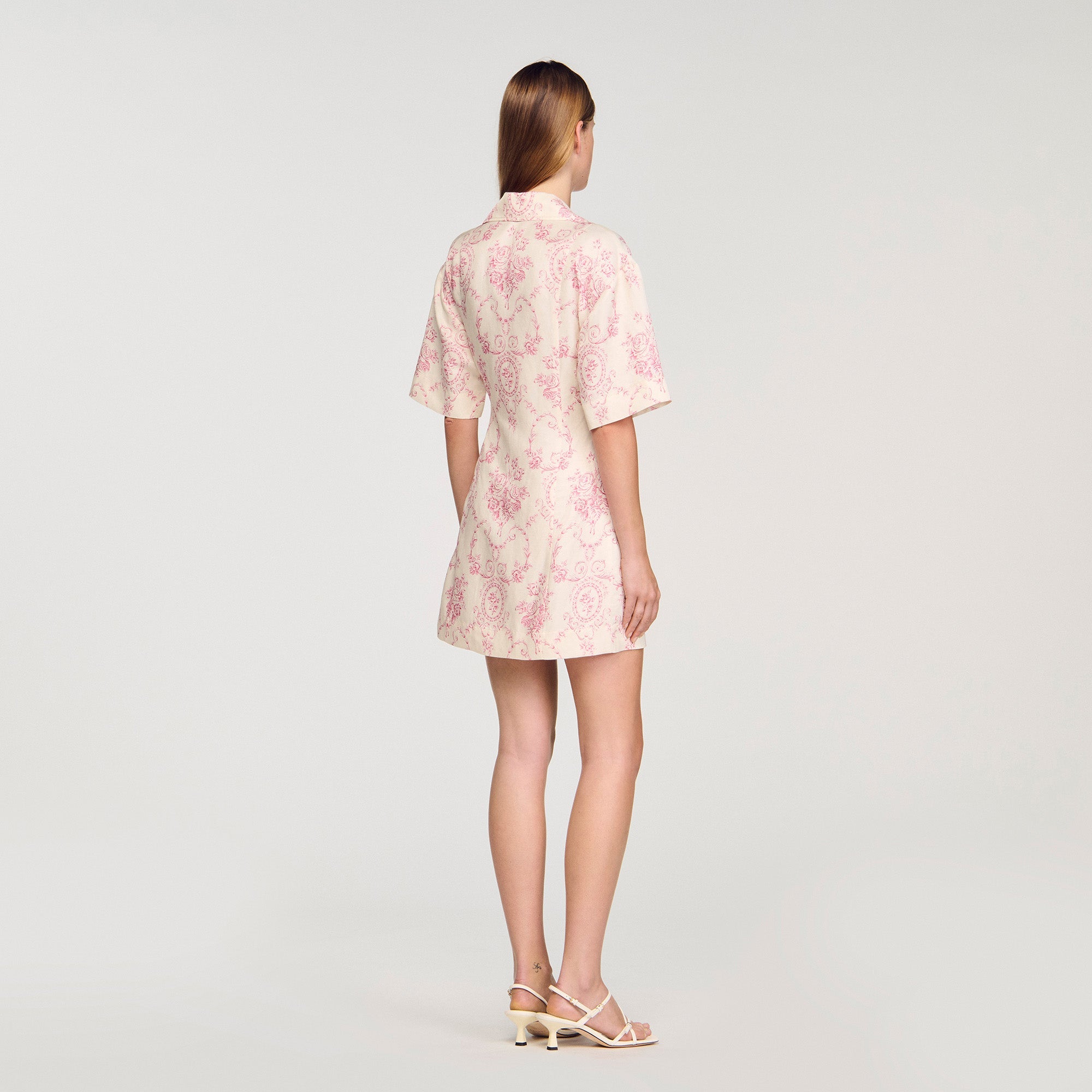 Melbourne Floral Print Short Dress Pink / Ecru