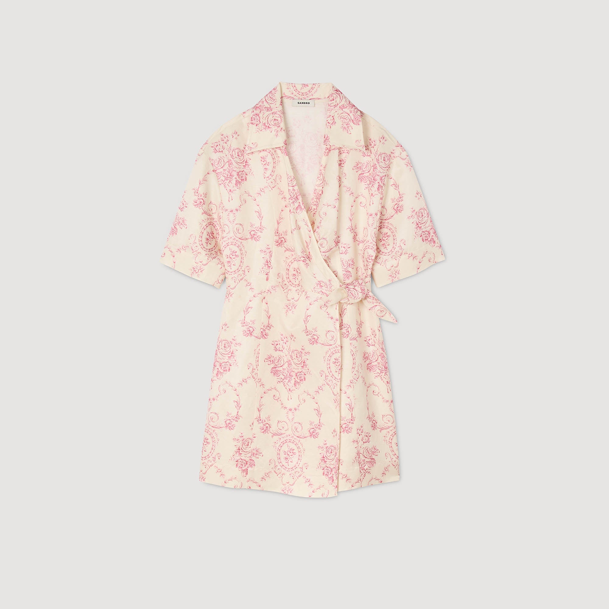 Melbourne Floral Print Short Dress Pink / Ecru