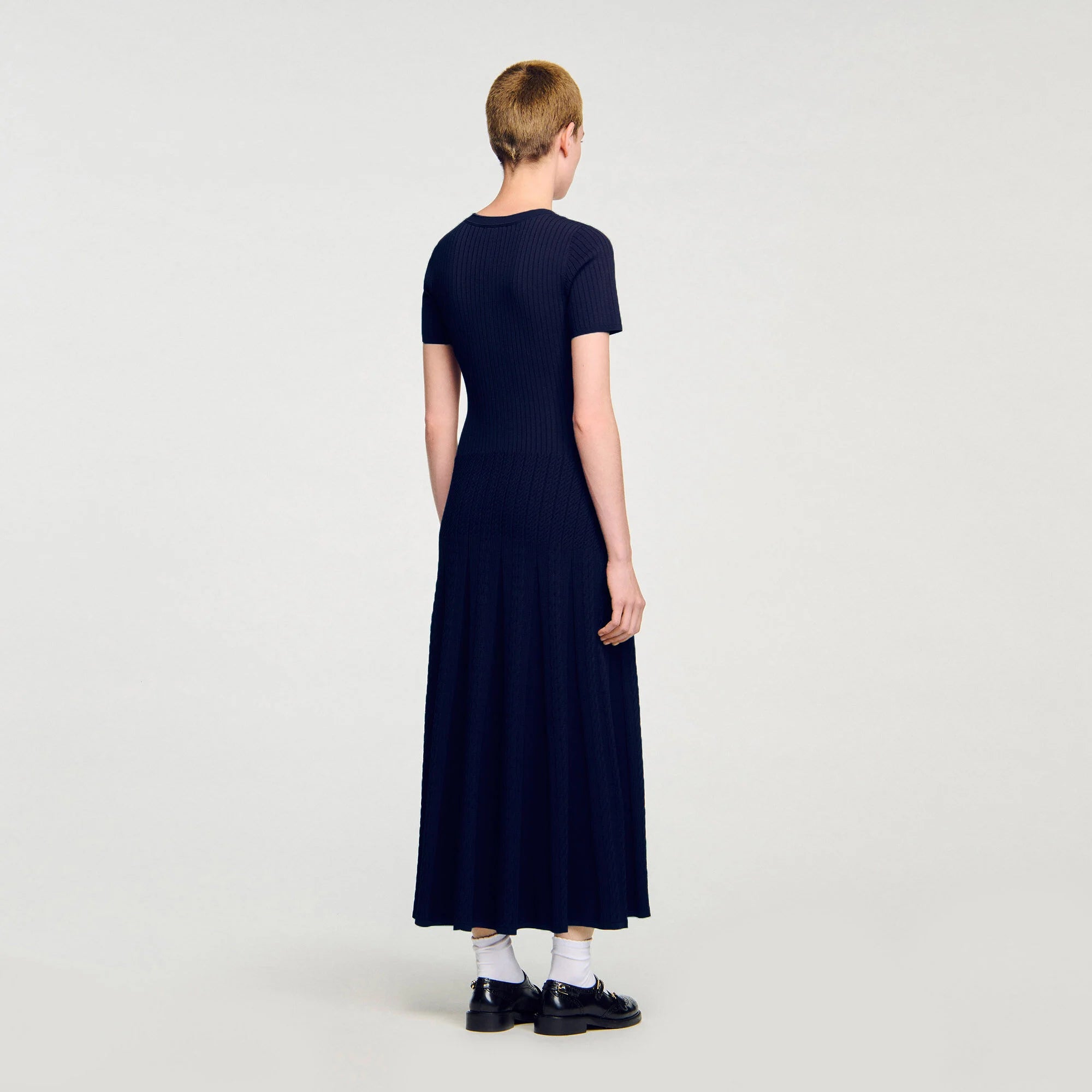 Shop Milla Knit Maxi Dress Navy Blue for Women Online - Sandro KSA