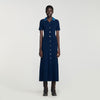 Julietta Denim Collar Knit Maxi Dress Navy Blue