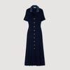 Julietta Denim Collar Knit Maxi Dress Navy Blue