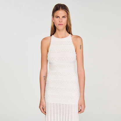 Milana Beaded Dress Ecru