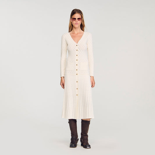 Sabah Fancy Knit Maxi Dress Ecru
