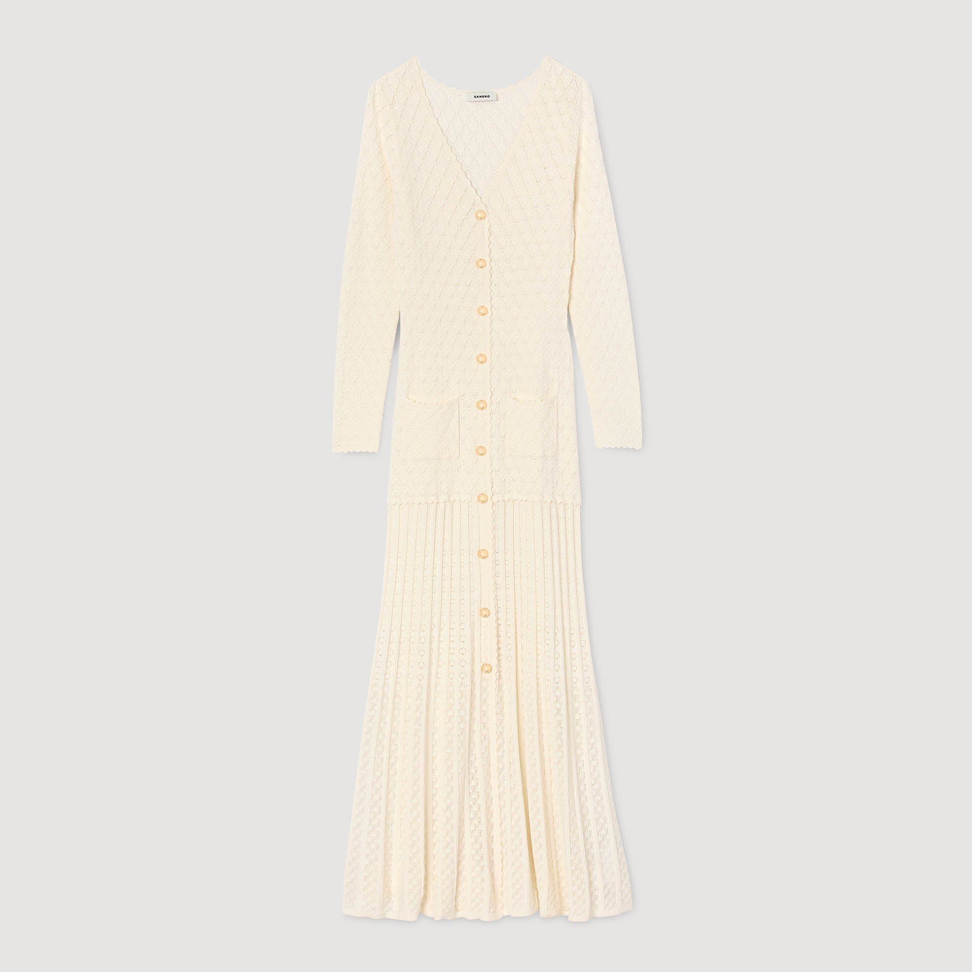 sandro long knit dress with s patch Sandro | Dresses | Sandro Long Elegant Cream Knit Dress With S Patch Endource