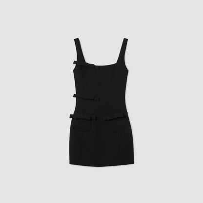 Alessia Short Dress With Bows Black