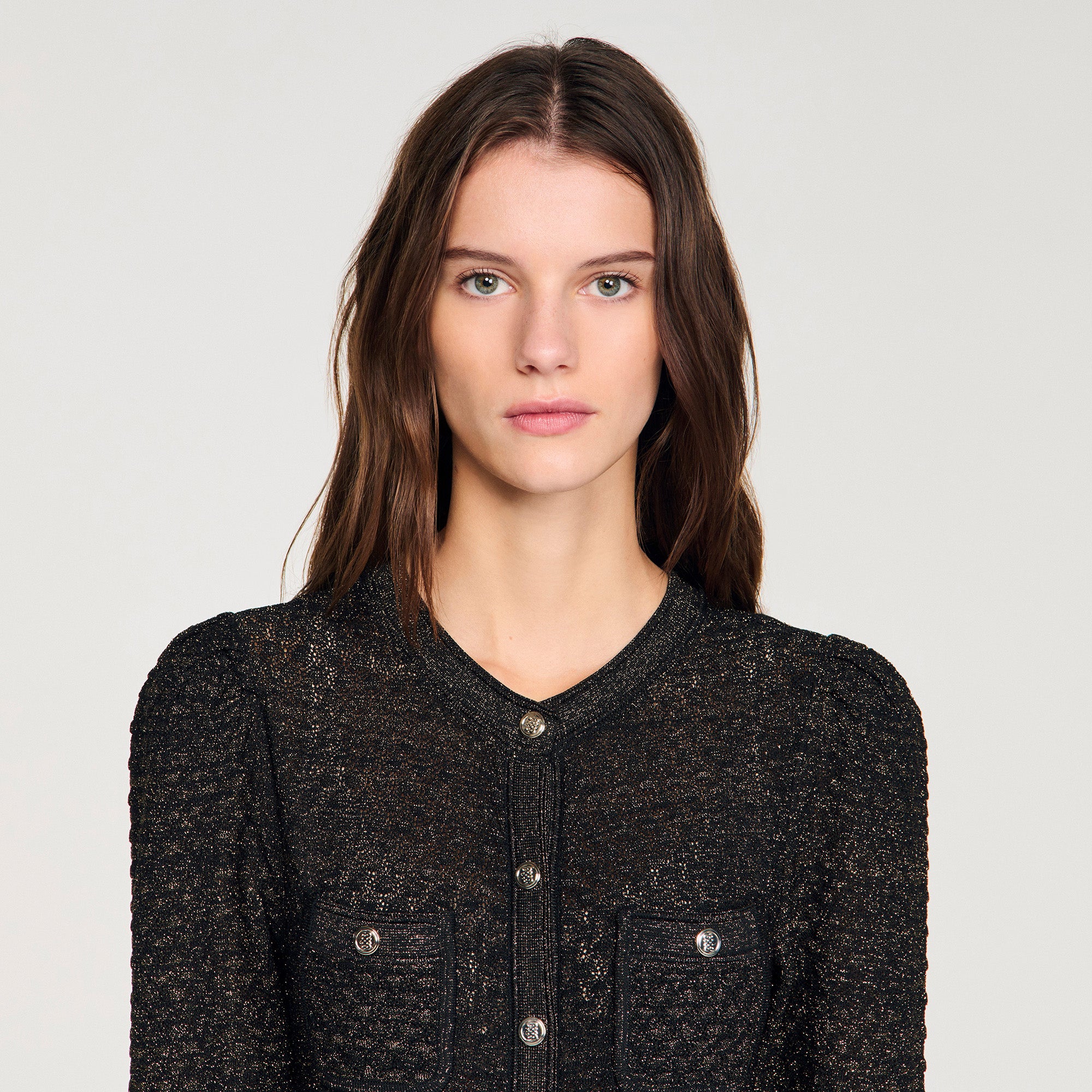 Ramia Pointelle Knit Midi Dress Black & Gold