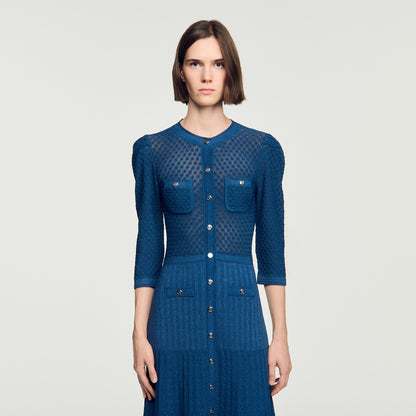 Ramia Pointelle knit midi dress Blue