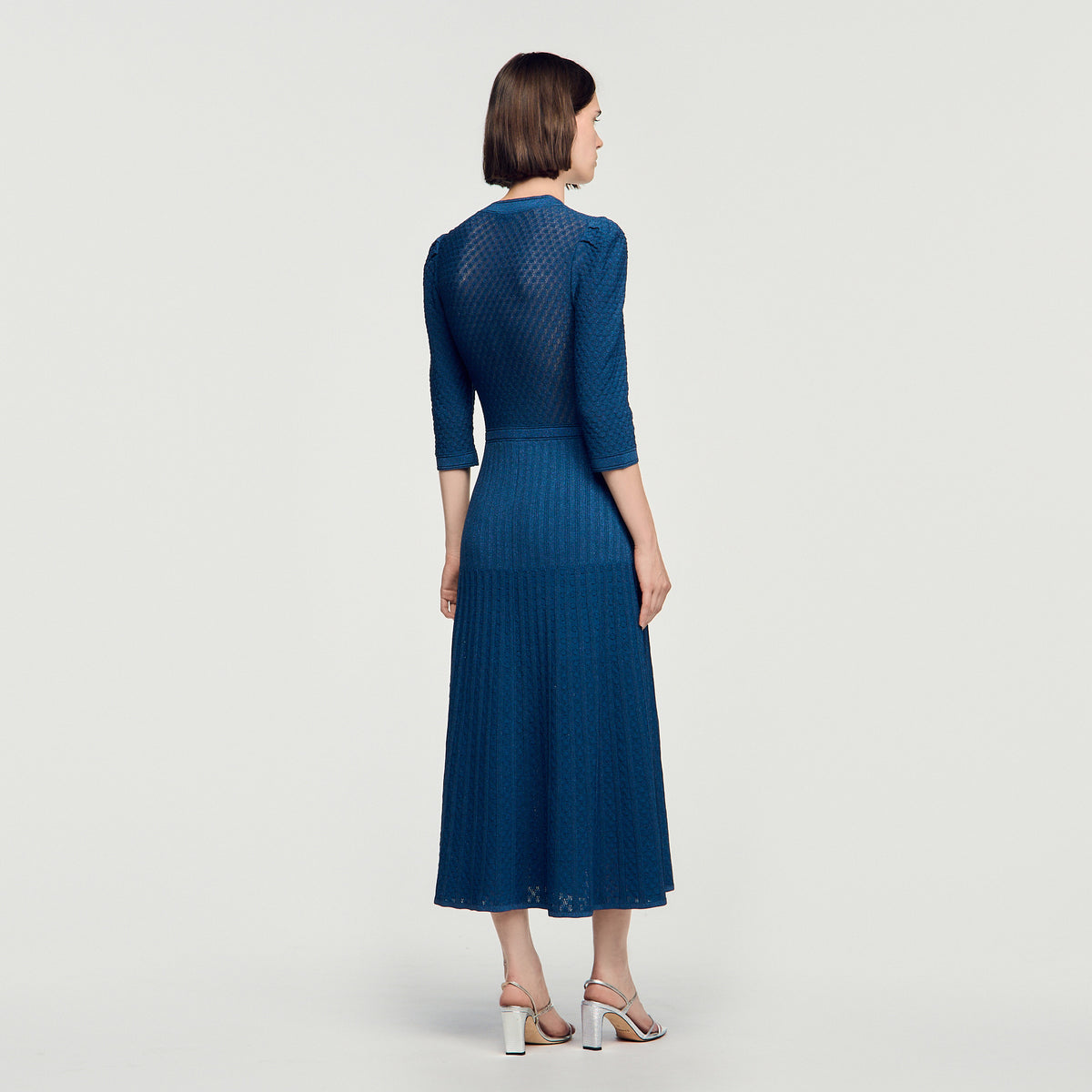 Ramia Pointelle knit midi dress Blue