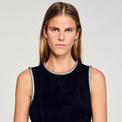 Guoda Rhinestone Slit Maxi Dress Black