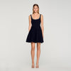 Nelya Short Dress With Rhinestone Neck Black