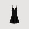 Nelya Short Dress With Rhinestone Neck Black
