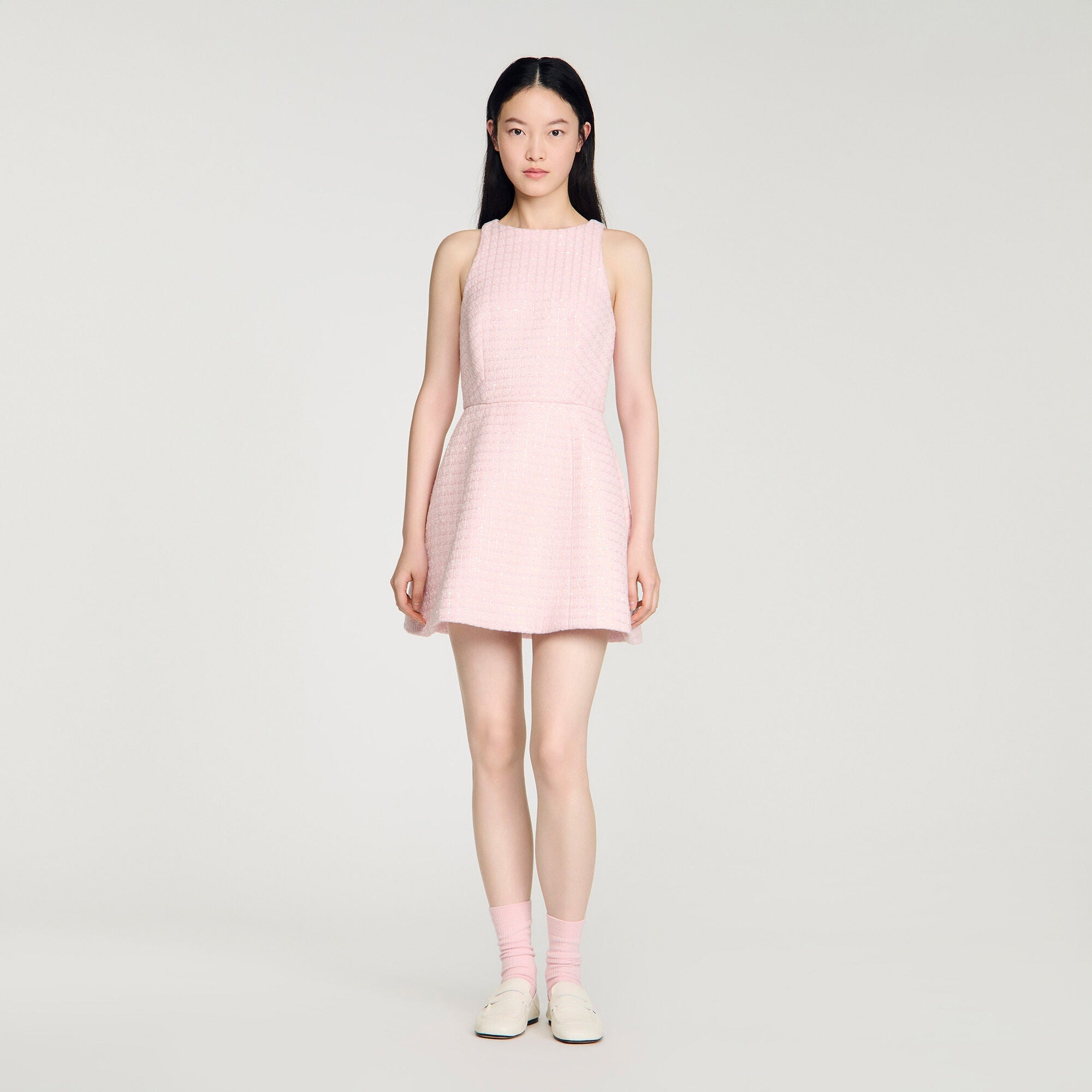 Demirose Sequin Tweed Short Dress Pink