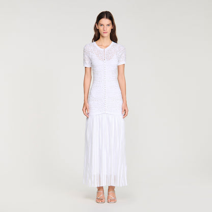 Levana Beaded Knit Maxi Dress White
