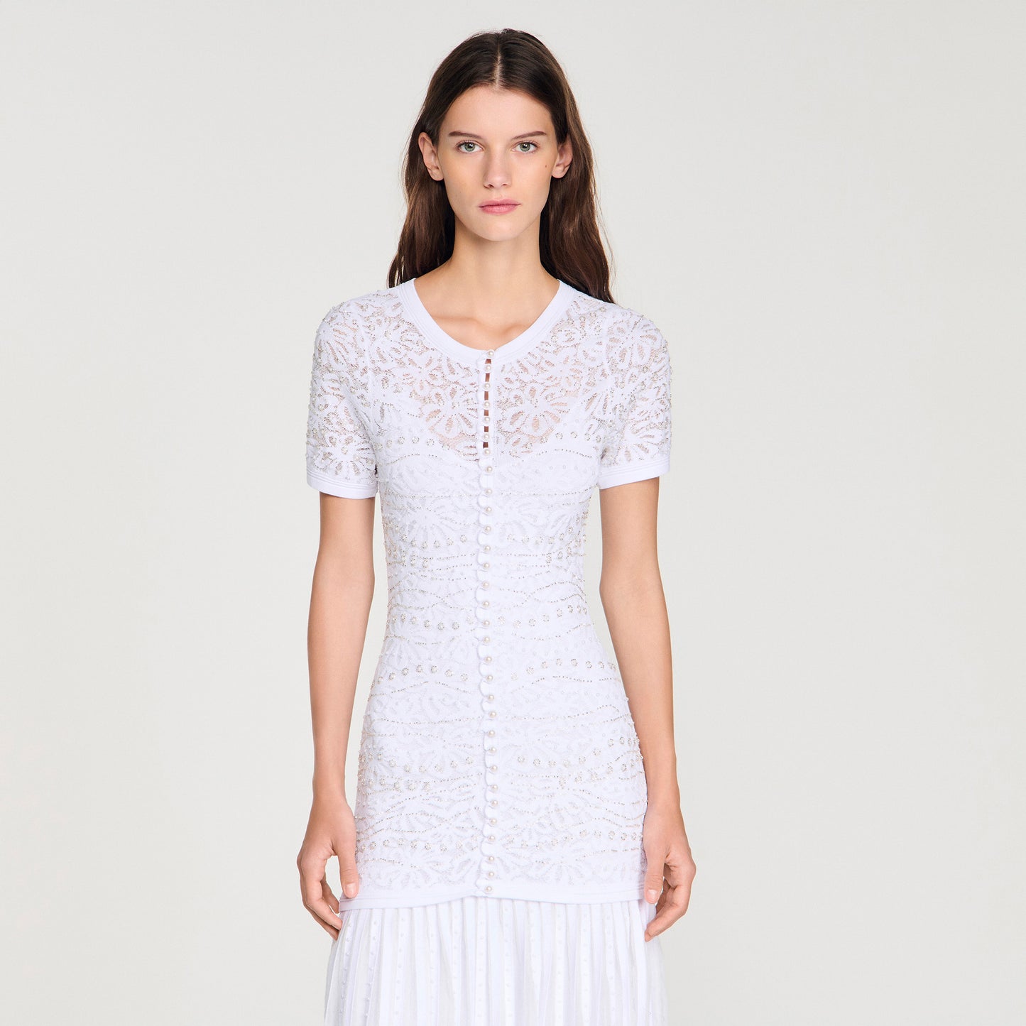 Levana Beaded Knit Maxi Dress White
