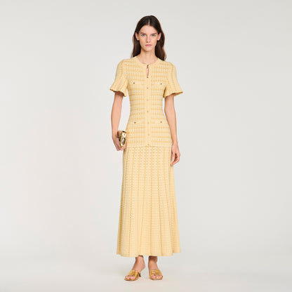 Diane Rhinestone Knit Maxi Dress Gold