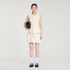 Bloom Two-Material Short Dress Ecru