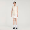 Bloom Two-Material Short Dress Ecru