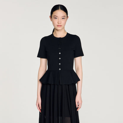 Judith Peplum Knit Maxi Dress Black