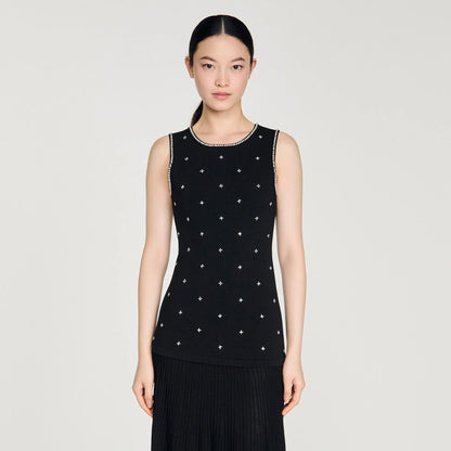 Theodora Rhinestone Flower Print Maxi Dress Black