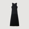 Theodora Rhinestone Flower Print Maxi Dress Black