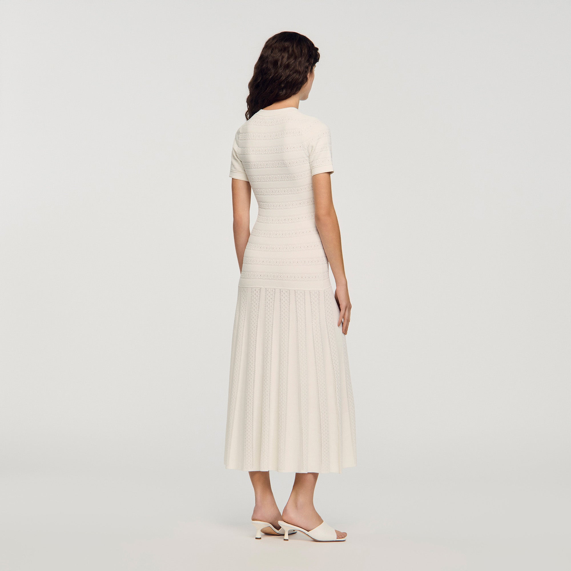 white sandro dress Milona Knit Maxi Dress Ecru