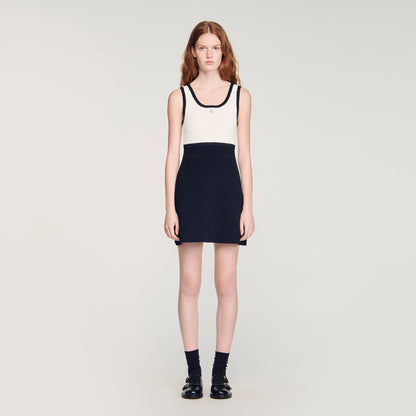 Ellie Two-Tone Knit Short Dress BLACK