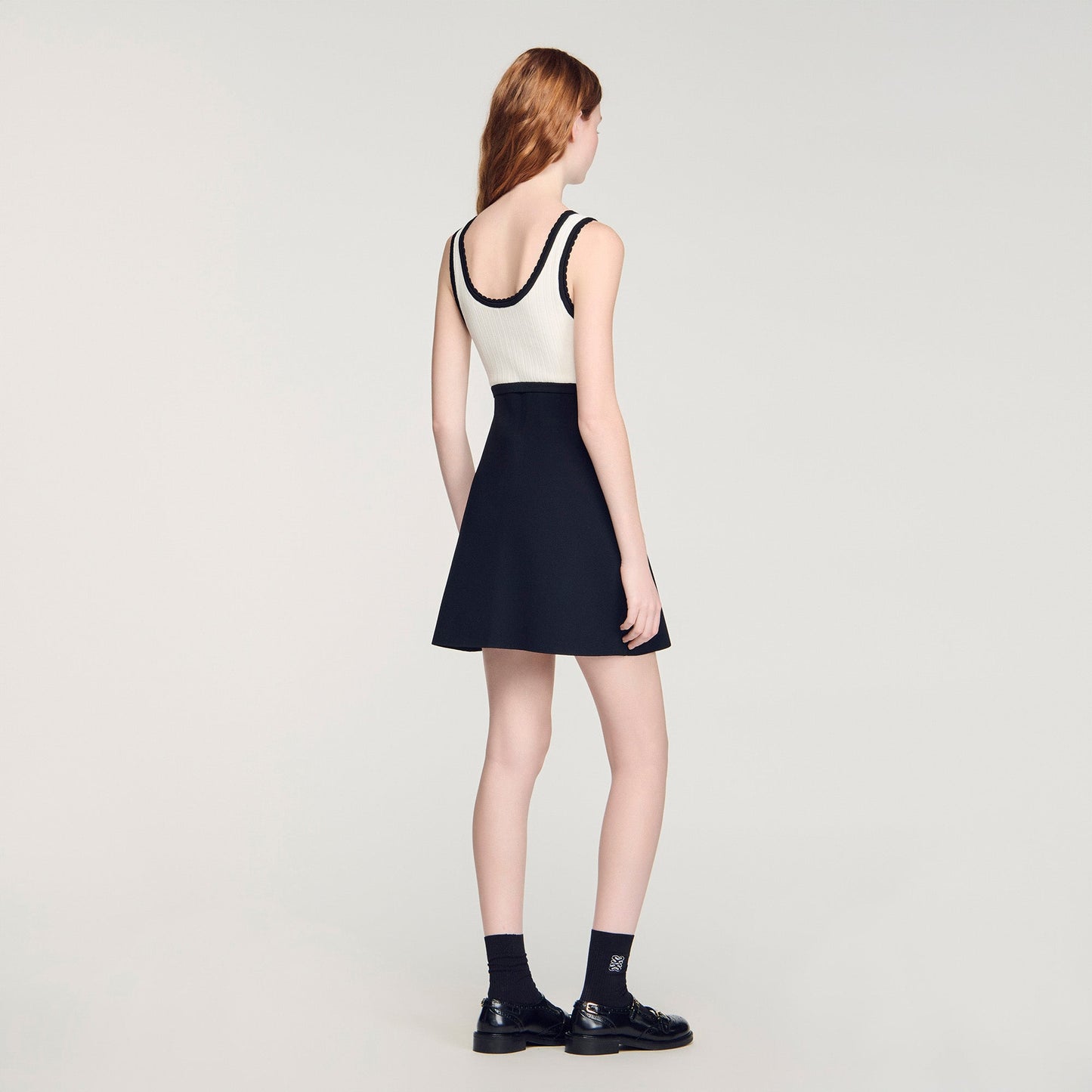 Ellie Two-Tone Knit Short Dress BLACK