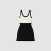 Ellie Two-Tone Knit Short Dress BLACK