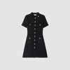 Isis Button-Up Knit Short Dress Black