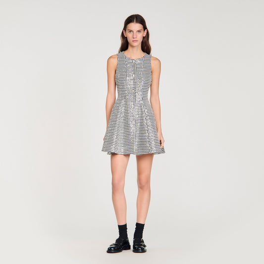 Flavie Tweed And Sequin Short Dress Black / White